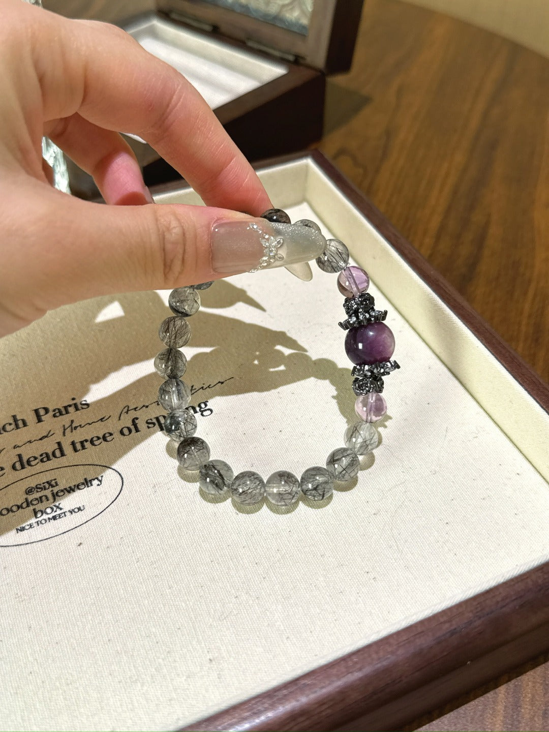 ▫️▪️ Black hair crystal amethytite amethyst bracelet